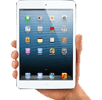 Hand holding iPad depicting easy to use interface.