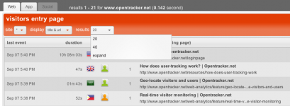 Screenshot of visitors entry page with results dropdown