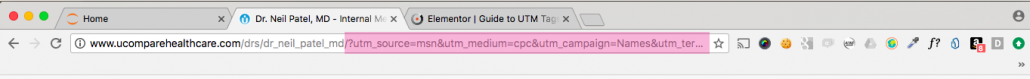 An example utm tag in a browsers url box.